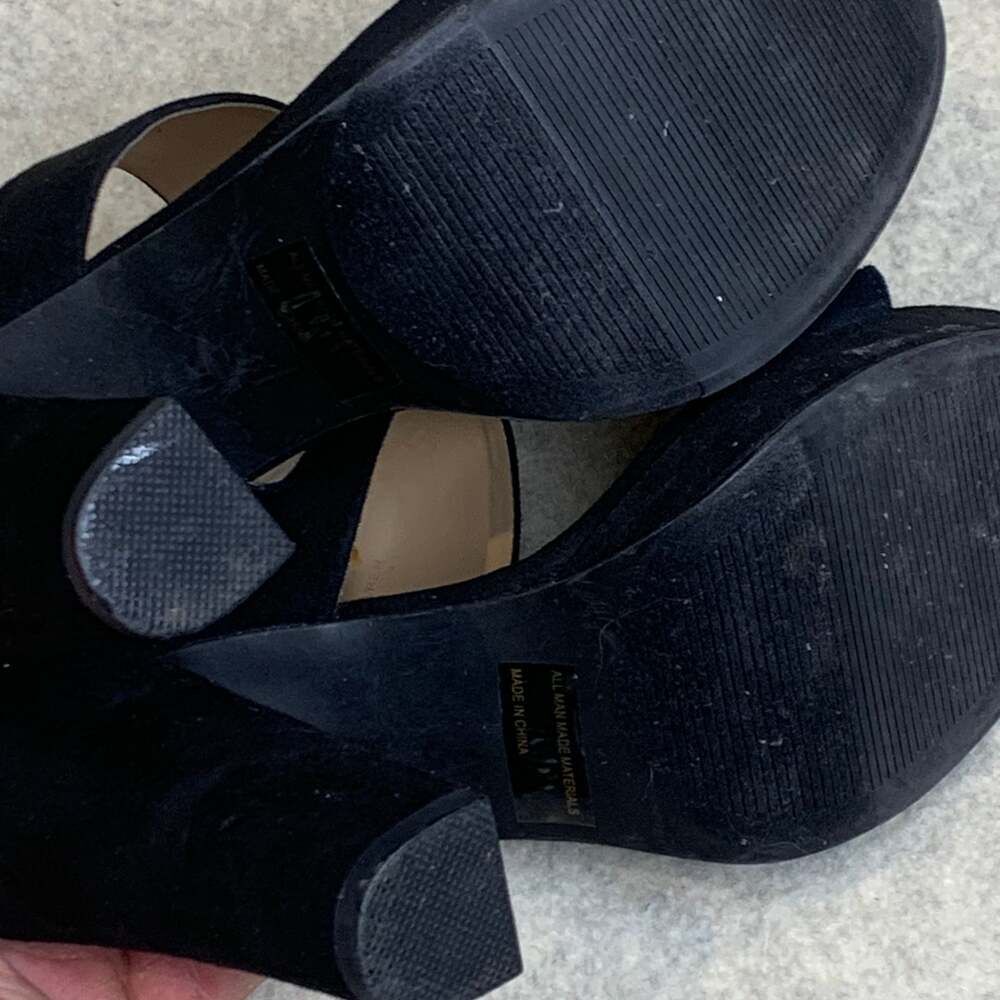 Report Lawrena Black Suede Platform Block Heel Slingback Sandals - Picture 6 of 6